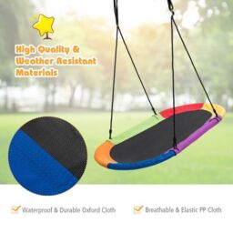 Costway 150 cm Oval Swing with Height-Adjustable Rope for Outdoor Indoor - thumbnail 5