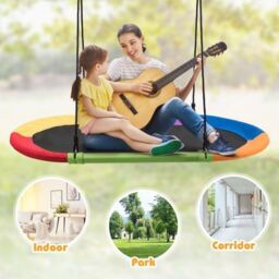 Costway 150 cm Oval Swing with Height-Adjustable Rope for Outdoor Indoor - thumbnail 8