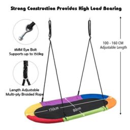 Costway 150 cm Oval Swing with Height-Adjustable Rope for Outdoor Indoor - thumbnail 2