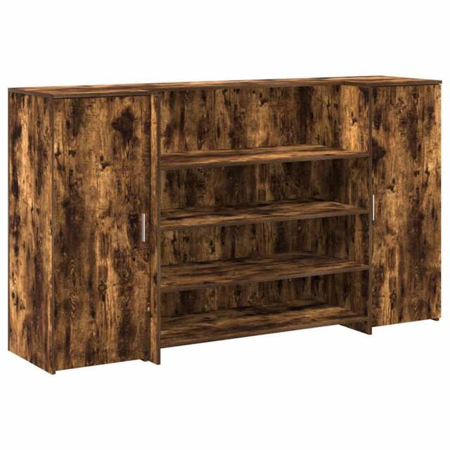 Berkfield Home Reception Desk Smoked Oak 180x50x103.5 cm Engineered Wood in Brown - image 1