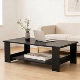 FORGEVIO Modern Coffee Table Living Room Tea Side End Desk in Black