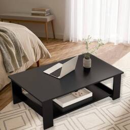 FORGEVIO Modern Coffee Table Living Room Tea Side End Desk in Black - thumbnail 3