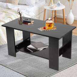 FORGEVIO Modern Coffee Table Living Room Tea Side End Desk in Black - thumbnail 5
