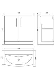Balterley Bathroom Floor 2 Soft Close Door Vanity Unit, Satin Grey, 800mm in Grey - thumbnail 5