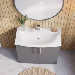Balterley Bathroom Floor 2 Soft Close Door Vanity Unit, Satin Grey, 800mm in Grey - thumbnail 3