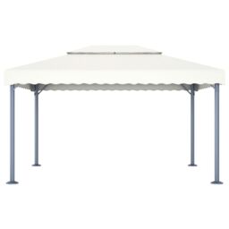 Berkfield Home Gazebo with LED String Lights 400x300 cm Cream Aluminium in Beige - thumbnail 5