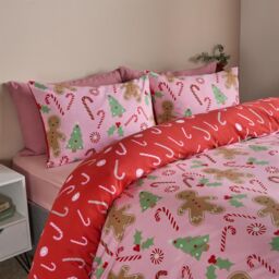 OHS Gingerbread Man Reversible Bedding Set Duvet Cover with Pillowcase in Pink - Size: Single - thumbnail 3
