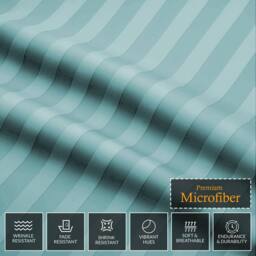 Pamposh Satin Stripes Duvet Cover Set Reversible Bedding Sets in Aqua - Size: Super King - thumbnail 7