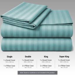 Pamposh Satin Stripes Duvet Cover Set Reversible Bedding Sets in Aqua - Size: Super King - thumbnail 8