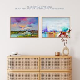 Wee Blue Coo Pack of 4 Bright Multicoloured Coastal Landscape Abstract Oil Painting Unframed Wall Art Living Room Prints Set - thumbnail 6