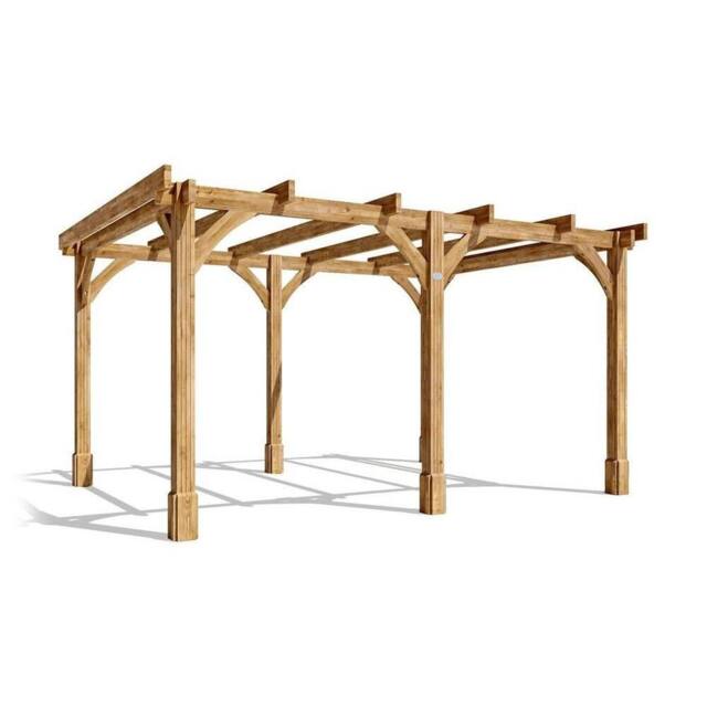 Dunster House Wooden Pergola 4x3m Garden Plant Frame Pressure Treated Leviathan in Brown - image 1