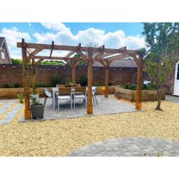 Dunster House Wooden Pergola 4x3m Garden Plant Frame Pressure Treated Leviathan in Brown - thumbnail 7