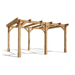 Dunster House Wooden Pergola 4x3m Garden Plant Frame Pressure Treated Leviathan in Brown - thumbnail 1