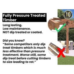 Dunster House Wooden Pergola 4x3m Garden Plant Frame Pressure Treated Leviathan in Brown - thumbnail 2