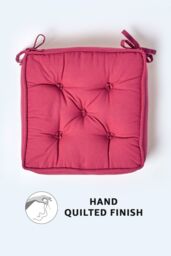 Homescapes Cotton Dining Chair Booster Cushion in Red - Size: 40 cm x 40 cm - thumbnail 4