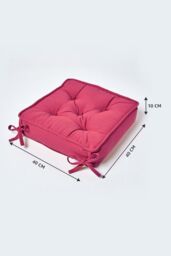 Homescapes Cotton Dining Chair Booster Cushion in Red - Size: 40 cm x 40 cm - thumbnail 2