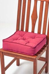 Homescapes Cotton Dining Chair Booster Cushion in Red - Size: 40 cm x 40 cm - thumbnail 1