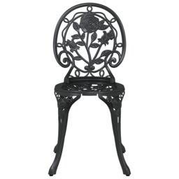 Berkfield Home 3 Piece Garden Bistro Set Black Cast Aluminium - thumbnail 7