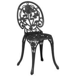 Berkfield Home 3 Piece Garden Bistro Set Black Cast Aluminium - thumbnail 4