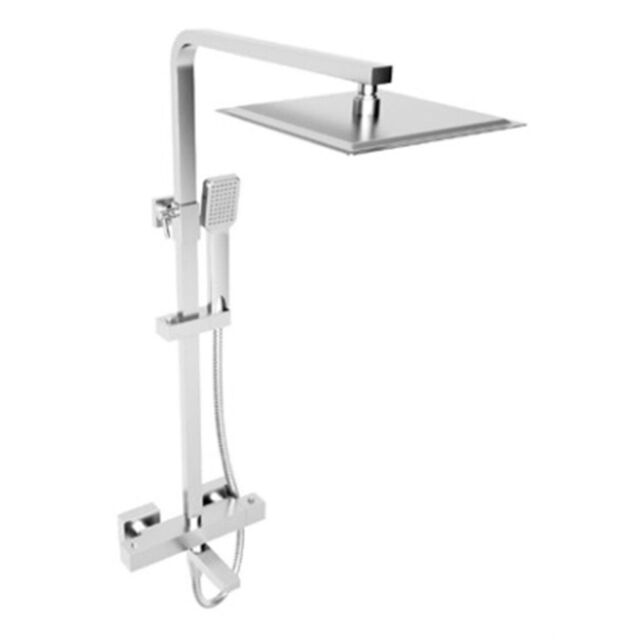 Clifton Chrome Mixer Shower with Drencher, Wall Hung Sliding Handset & Spout in Silver