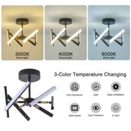 NIVOR 6 Light Sputnik LED Chandelier Ceiling DIY Rod Adjustable 3 Color in Black - thumbnail 4