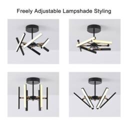 NIVOR 6 Light Sputnik LED Chandelier Ceiling DIY Rod Adjustable 3 Color in Black - thumbnail 7