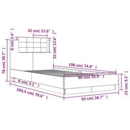Berkfield Home Soft Bed Frame without Mattress Sonoma Oak 90x190 cm Single in Light Tan - thumbnail 9