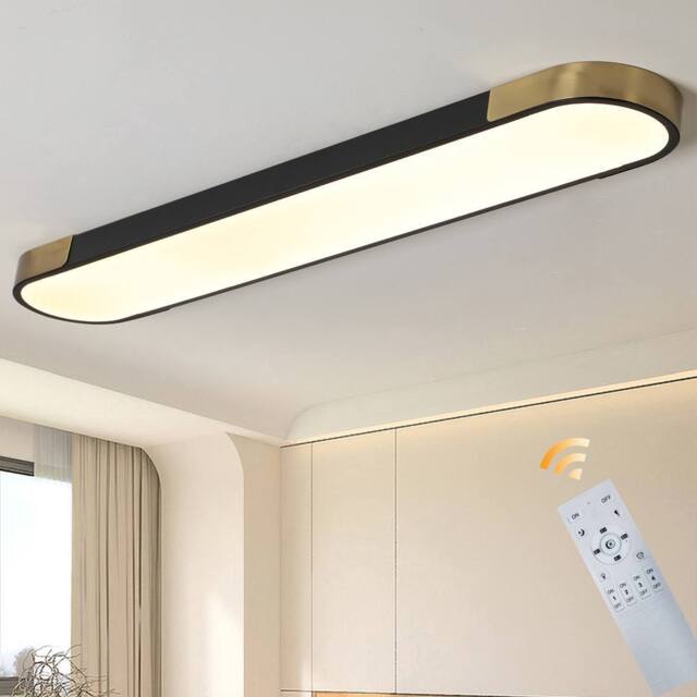 NIVOR Dimmable 1-Light 70cm LED Flush Mount Linear Ceiling Lamp with Remote in Black - image 1