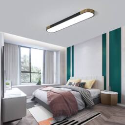 NIVOR Dimmable 1-Light 70cm LED Flush Mount Linear Ceiling Lamp with Remote in Black - thumbnail 6