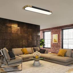 NIVOR Dimmable 1-Light 70cm LED Flush Mount Linear Ceiling Lamp with Remote in Black - thumbnail 5