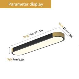 NIVOR Dimmable 1-Light 70cm LED Flush Mount Linear Ceiling Lamp with Remote in Black - thumbnail 2