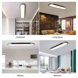 NIVOR Dimmable 1-Light 70cm LED Flush Mount Linear Ceiling Lamp with Remote in Black - thumbnail 9