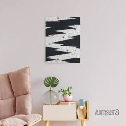 "Artery8 Flowers On Footpath Pattern Canvas Wall Art Print Shin Bijutsukai in White - Size: W18"" x H24""" - thumbnail 3