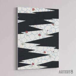 "Artery8 Flowers On Footpath Pattern Canvas Wall Art Print Shin Bijutsukai in White - Size: W18"" x H24""" - thumbnail 2