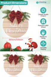 Neel Blue Merry Christmas Hanging Sign - 29.5cm in Beige - thumbnail 2
