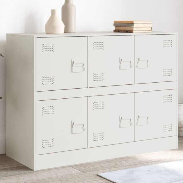 Berkfield Home Sideboard White 99x39x73 cm Steel - Size: 99 x 39 x 73 cm - image 1