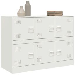 Berkfield Home Sideboard White 99x39x73 cm Steel - Size: 99 x 39 x 73 cm - thumbnail 4