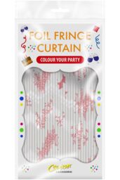 Netagon Shimmer Tinsel Curtain Christmas Snow Design 2.5M x 1M Red - thumbnail 2