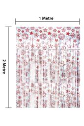 Netagon Shimmer Tinsel Curtain Christmas Snow Design 2.5M x 1M Red - thumbnail 3