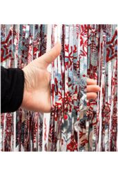 Netagon Shimmer Tinsel Curtain Christmas Snow Design 2.5M x 1M Red - thumbnail 5