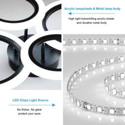 COMELY 32W Memory Function Ceiling Lights with APP Remote Control, Black - thumbnail 8