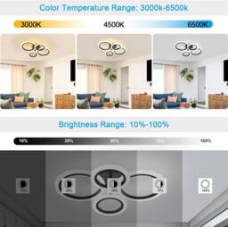COMELY 32W Memory Function Ceiling Lights with APP Remote Control, Black - thumbnail 2