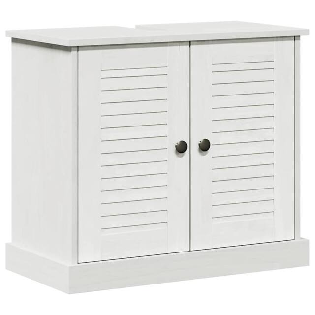 "Berkfield Home Sink Cabinet ""VIGO"" with Doors, 67.5x34x59 cm, made from solid pi in White - Size: 67.5x34x59 cm" - image 1