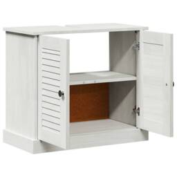 "Berkfield Home Sink Cabinet ""VIGO"" with Doors, 67.5x34x59 cm, made from solid pi in White - Size: 67.5x34x59 cm" - thumbnail 5