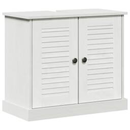 "Berkfield Home Sink Cabinet ""VIGO"" with Doors, 67.5x34x59 cm, made from solid pi in White - Size: 67.5x34x59 cm" - thumbnail 1