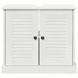 "Berkfield Home Sink Cabinet ""VIGO"" with Doors, 67.5x34x59 cm, made from solid pi in White - Size: 67.5x34x59 cm" - thumbnail 6