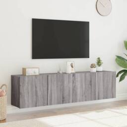 Berkfield Home TV Cabinets Wall-mounted 2 pcs Grey Sonoma 80x30x41 cm - Size: 80 x 30 x 41 cm - thumbnail 4