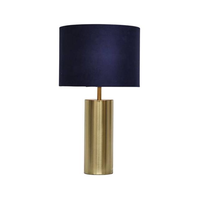 First Choice Lighting Amber - Gold Touch Operated 40cm Table Lamp Navy Blue Velvet Shade - image 1