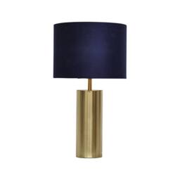 First Choice Lighting Amber - Gold Touch Operated 40cm Table Lamp Navy Blue Velvet Shade