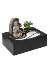 Garden Sanctuary Buddha Zen Tabletop Water Fountain with LED Light & Tealight Holder in Natural - thumbnail 5